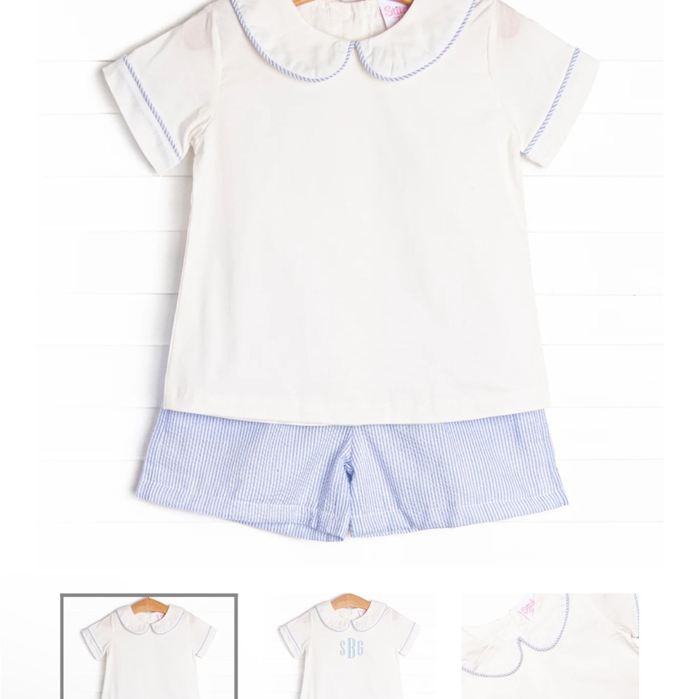 Charming White and Blue Baby Set